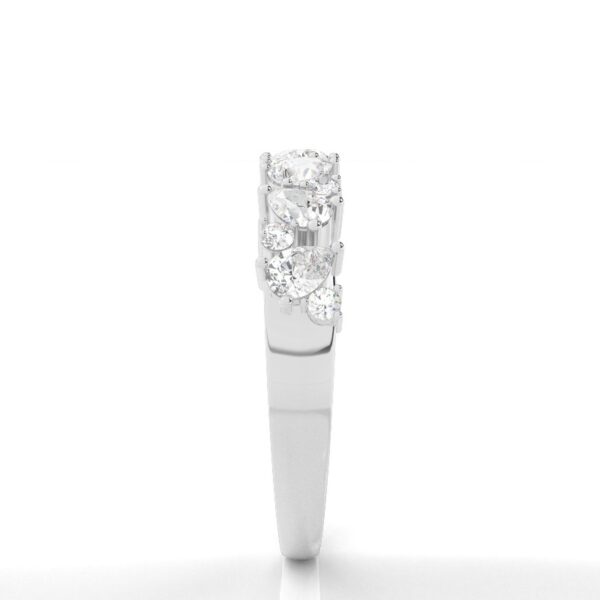 Pear and Round Cut Diamond Band in Silver – Unique and Elegant - Image 2