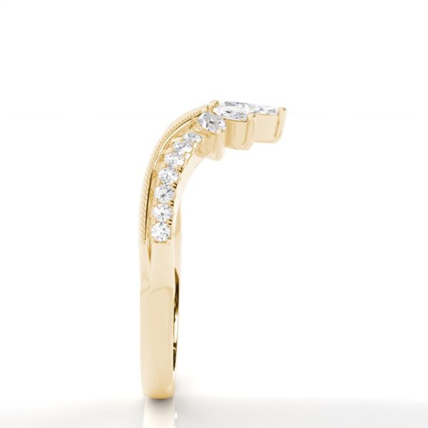 Marquise and Round Cut Diamond Wave Ring in Gold – A Symbol of Grace and Brilliance - Image 2