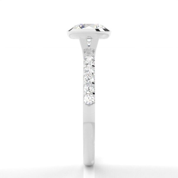 Classic Solitaire Engagement Ring with Pave-Set Band – Timeless Elegance - Image 2