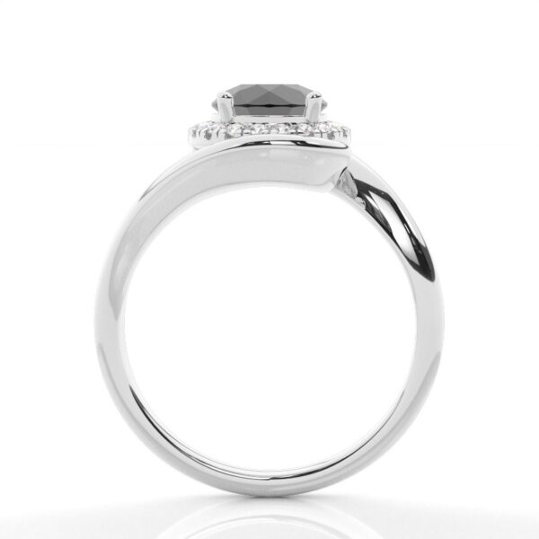 Elegant Black Diamond Halo Ring in 925 Sterling Silver - Image 2