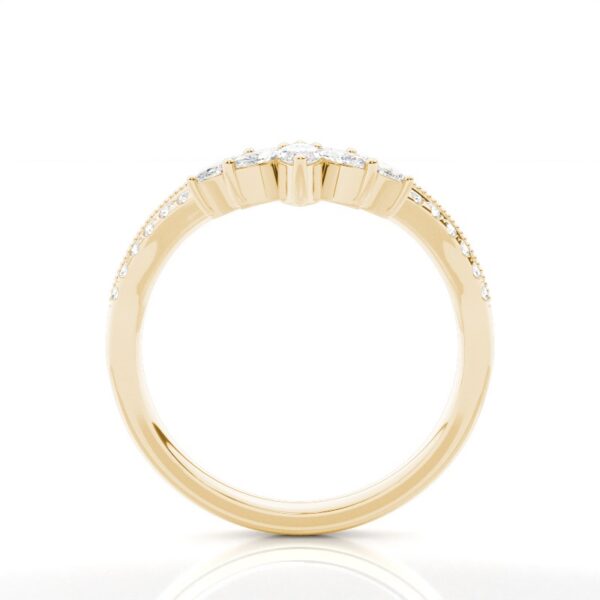 Marquise and Round Cut Diamond Wave Ring in Gold – A Symbol of Grace and Brilliance - Image 4