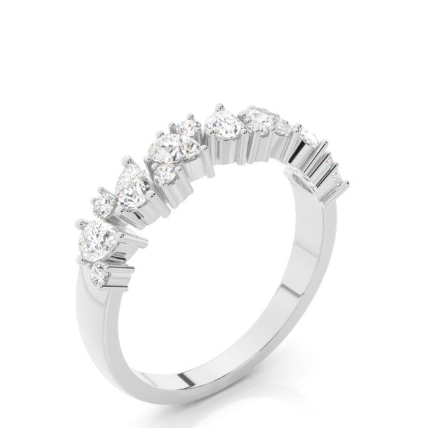 Pear and Round Cut Diamond Band in Silver – Unique and Elegant
