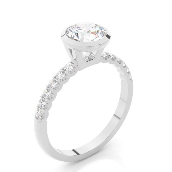 Classic Solitaire Engagement Ring with Pave-Set Band – Timeless Elegance