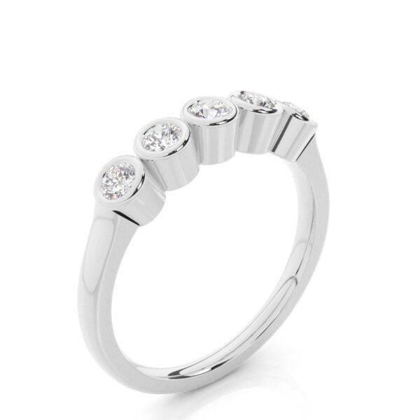 Elegant 5-Stone Bezel-Set Diamond Ring in 925 Sterling Silver
