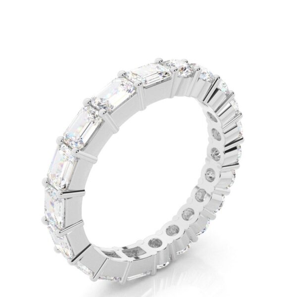 Emerald-Cut Simulated Diamond Eternity Ring in Silver