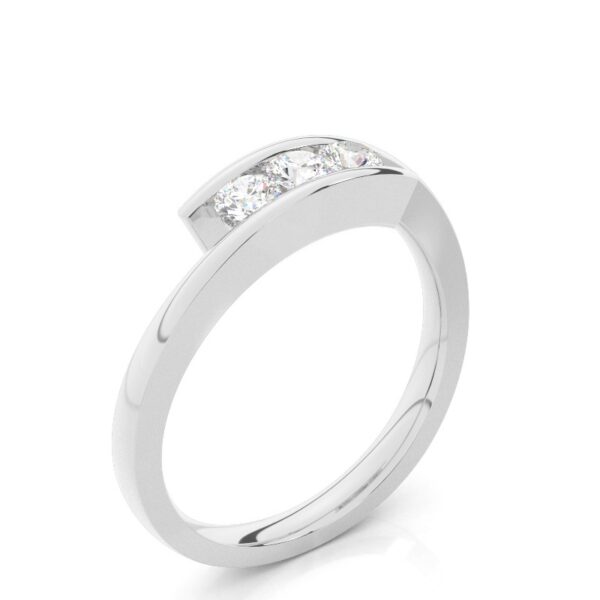Three Stone Channel Set Diamond Ring in Silver – A Modern Symbol of Love
