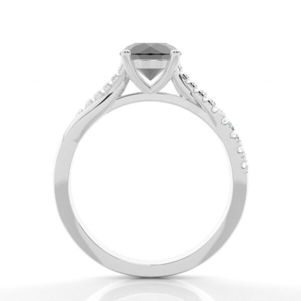 Elegant Black & White Diamond Solitaire Ring in 925 Sterling Silver - Image 3