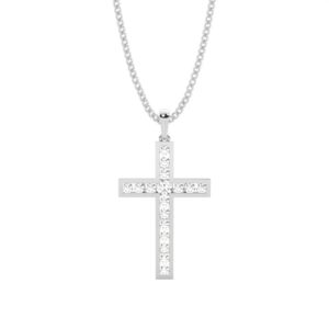 Timeless Silver Diamond Cross Pendant – A Symbol of Faith & Elegance
