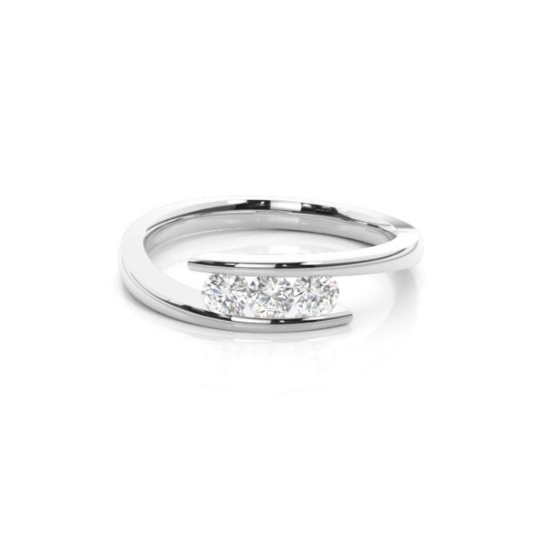 Three Stone Channel Set Diamond Ring in Silver – A Modern Symbol of Love - Image 3