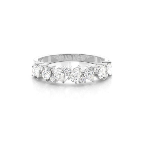 Pear and Round Cut Diamond Band in Silver – Unique and Elegant - Image 3