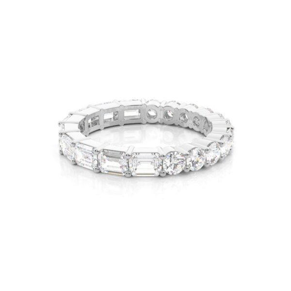 Emerald-Cut Simulated Diamond Eternity Ring in Silver - Image 3