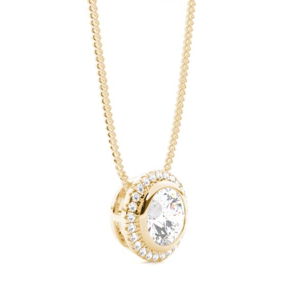Radiant Halo Pendant in Gold | Dazzling Elegance & Sparkle - Image 2