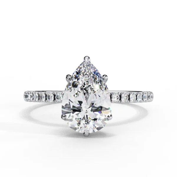 Pear Shape Hidden Halo moissanite Engagement Ring