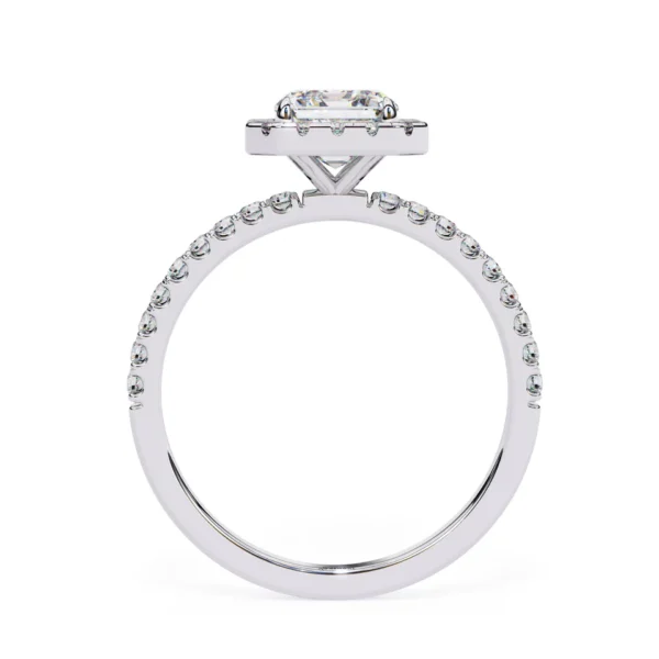 Emerald Cut Halo Moissanite Engagement Ring - Image 2