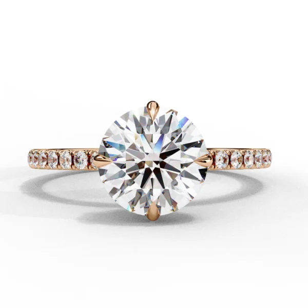 Round Shape Hidden Halo Moissanite Engagement Ring - Image 3