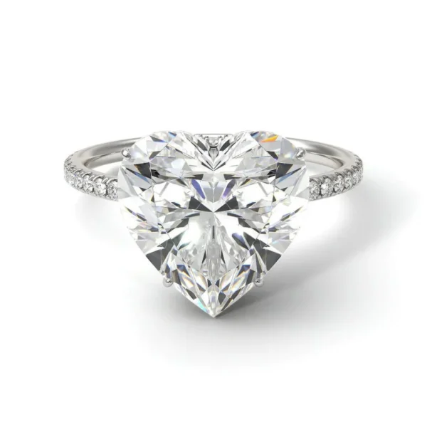 Heart-Shaped Hidden Halo Lab Diamond Engagement Ring in