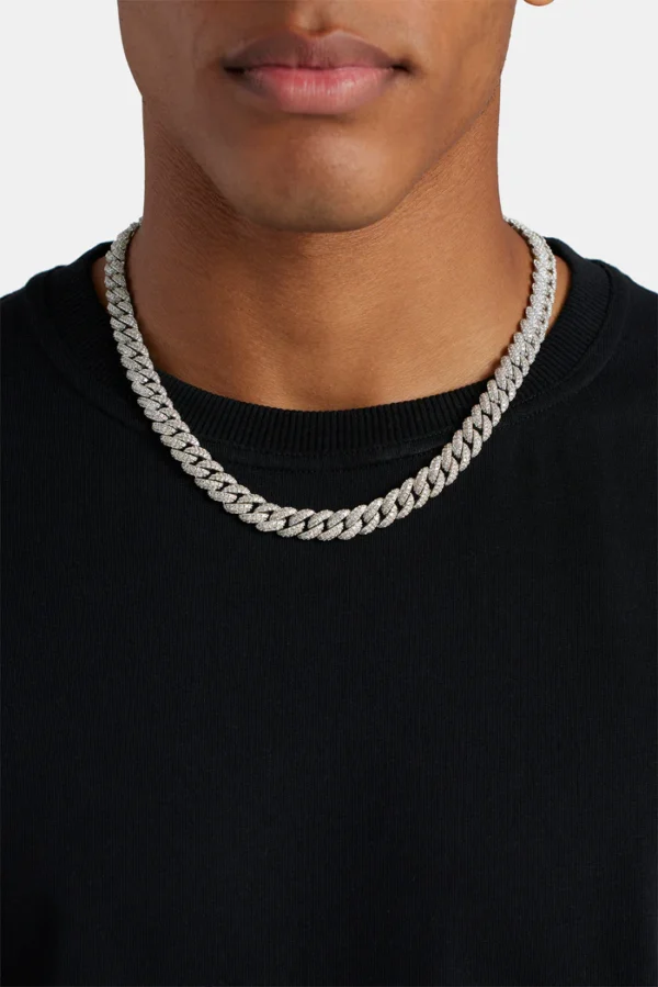 Iced-Out 14mm Cuban Link Chain – 925 Silver, Hip-Hop Diamond Necklace