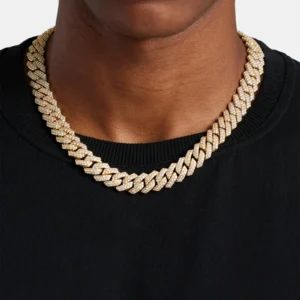 Iced Cuban Link Chain – 925 Silver with Gold Plating, Hip-Hop Luxury Necklace