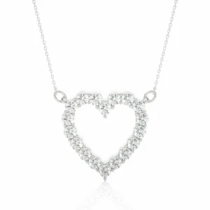 Round Cut Diamond Heart Pendant | Prong Setting Love Necklace