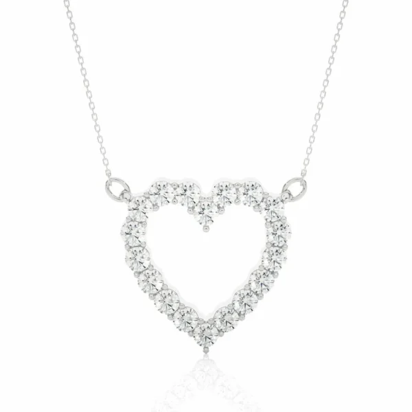 Round Cut Diamond Heart Pendant | Prong Setting Love Necklace