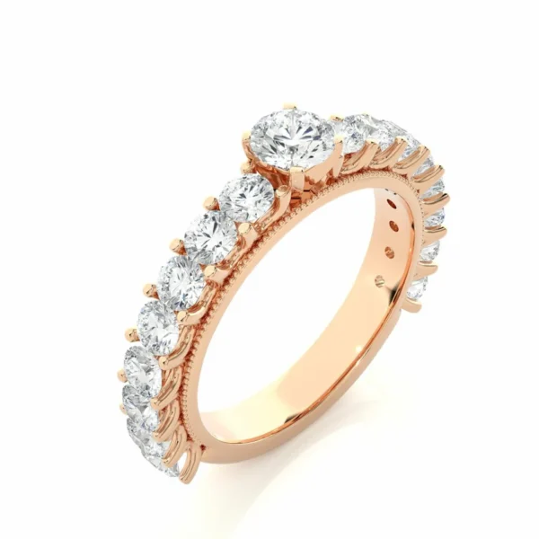 Round Cut Shared Prong Diamond Ring | 925 Silver Brilliance - Image 2