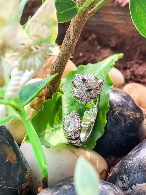925 Silver Panther Diamond Ring | Panther Animal Unique Ring - Image 2