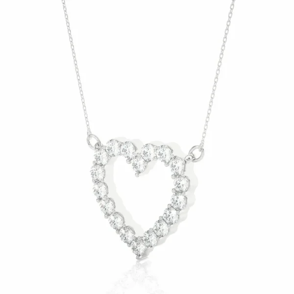 Round Cut Diamond Heart Pendant | Prong Setting Love Necklace - Image 2