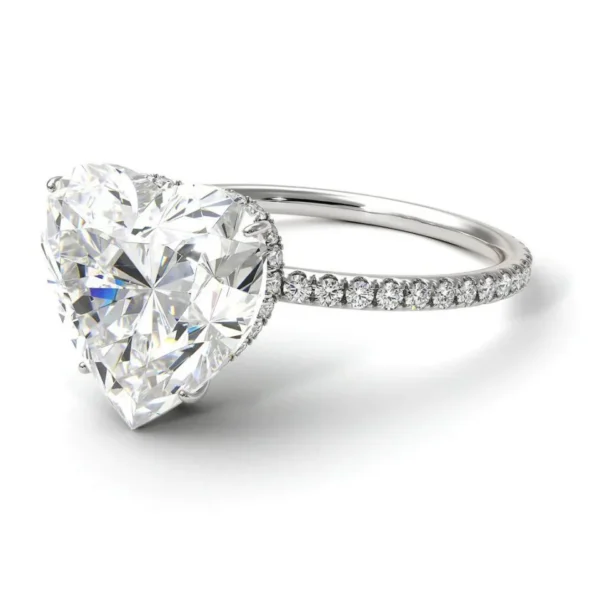 Heart-Shaped Hidden Halo Lab Diamond Engagement Ring in - Image 2