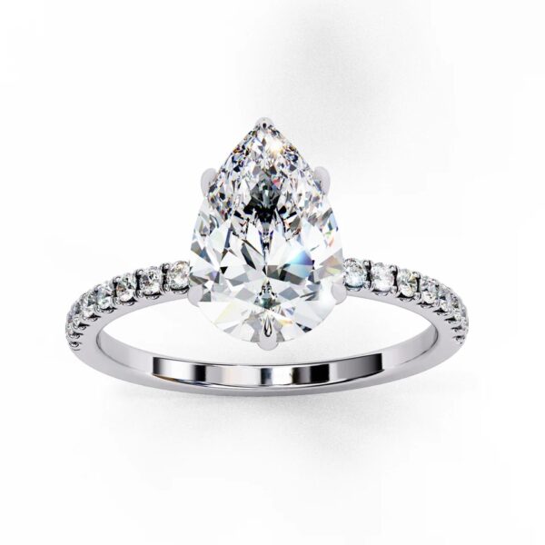 Pear Shape Hidden Halo moissanite Engagement Ring - Image 2
