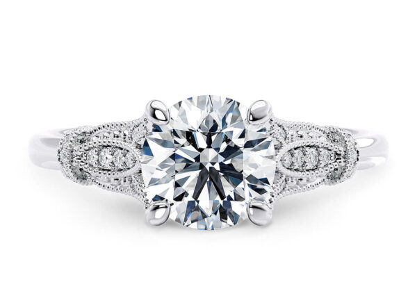 White Gold Vintage Thread Setting Engagement Ring