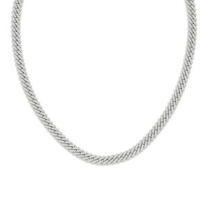 Iced Rope Chain Necklace – 925 Sterling Silver, Hand-Set Stones