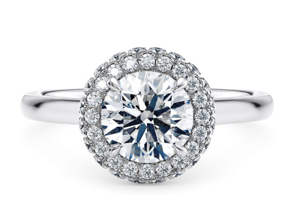 2.50 Ct Round Cut Double Halo Diamond Engagement Ring in White Gold