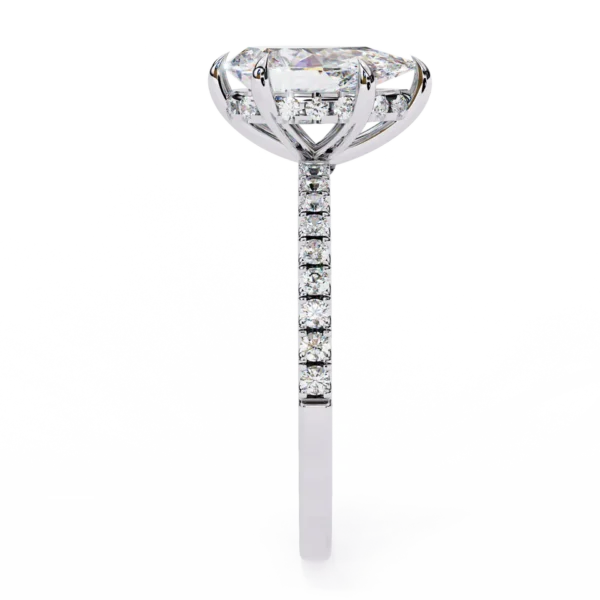 Pear Shape Hidden Halo moissanite Engagement Ring - Image 3