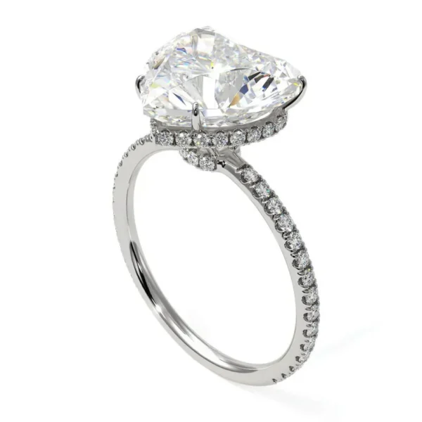 Heart-Shaped Hidden Halo Lab Diamond Engagement Ring in - Image 3