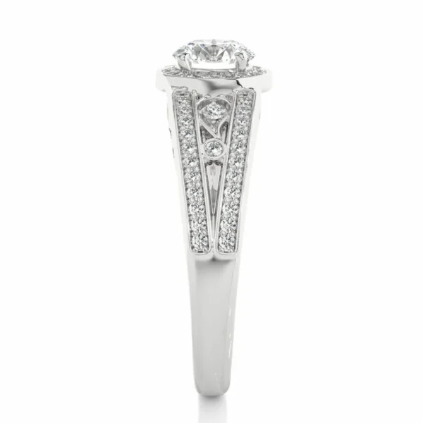 Round Cut Vintage Halo Diamond Ring in 925 Silver - Image 3