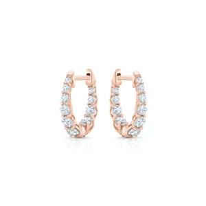Elegant Rose Gold Diamond Hoop Earrings in 925 Sterling Silver