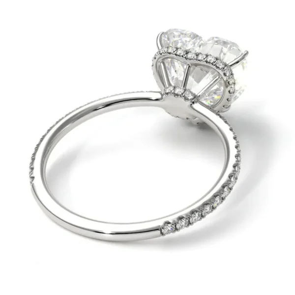 Heart-Shaped Hidden Halo Lab Diamond Engagement Ring in - Image 4