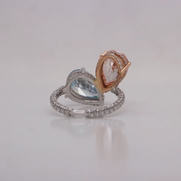 Modern Romance Pear Shape Halo Moissanite Ring | Elegant Diamond Look - Image 2