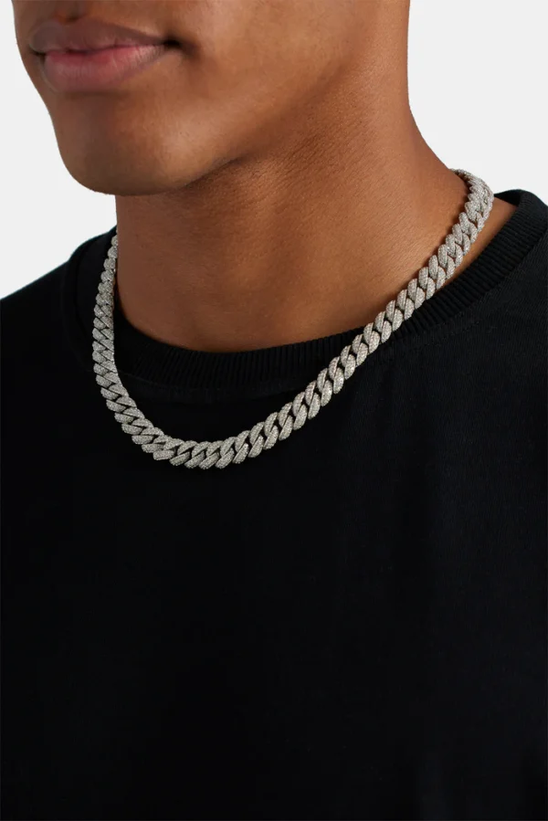 Iced-Out 14mm Cuban Link Chain – 925 Silver, Hip-Hop Diamond Necklace - Image 4