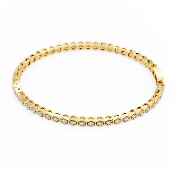Sparkling 1.10 Ct Round Diamond Tennis Bracelet in Yellow Gold - Image 2