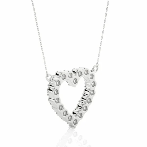 Round Cut Diamond Heart Pendant | Prong Setting Love Necklace - Image 4