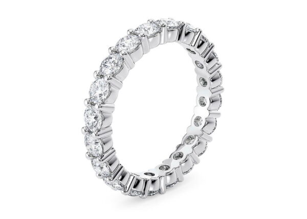 Round Cut Diamond Eternity Band in Silver