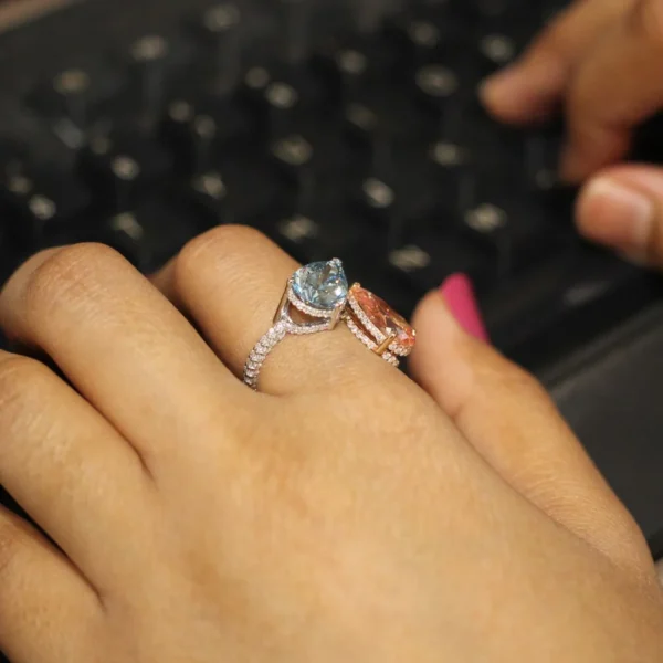 Modern Romance Pear Shape Halo Moissanite Ring | Elegant Diamond Look