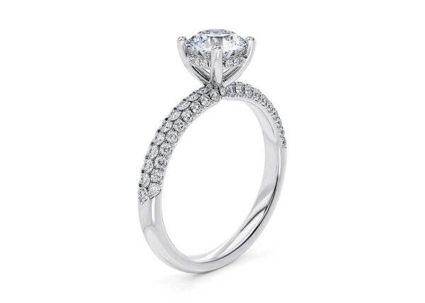 Exquisite Round Cut Diamond Halo Engagement Ring in Sterling Silver - Image 2