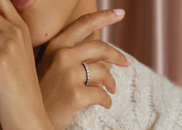 Round Cut Diamond Eternity Band in Silver - Image 2