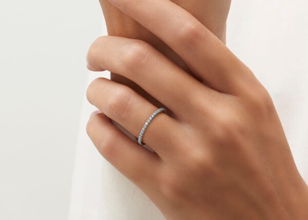 Round Cut Diamond Eternity Band in Silver - Image 3