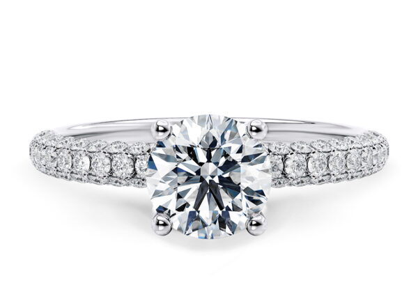 Exquisite Round Cut Diamond Halo Engagement Ring in Sterling Silver
