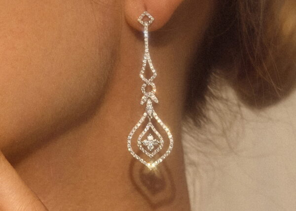 Elegant Teardrop Moissanite Dangle Earrings | 925 Sterling Silver - Image 2