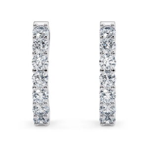 Elegant Moissanite Hoop Earrings| Classic Inside Out Silver Design