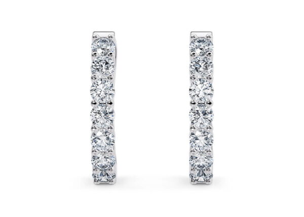 Elegant Moissanite Hoop Earrings| Classic Inside Out Silver Design